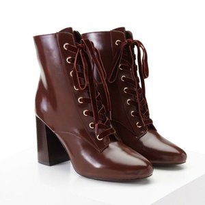 F21 | Faux Leather Lace-Up Ankle Boots | Size: 7